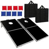 ZENSTYLE Classical Bean Bag Toss Game Set Portable Aluminum Foldable Cornhole Boards with 8 Bags & Carrying Case(Black 4FT x 2FT)