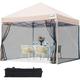 Quictent 10 x 10 Pop up Canopy with Netting Screen House Tan