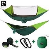 IClover Spring Outdoor Travel Camping Tent 300kg Capacity Hammock Hanging Bed with Mosquito Net Including Straps Carabiners Rope & Carry Bag Green