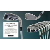 One Swing Same Length Men s Tour Game Improvement Stainless Steel Irons Set; 4-9 Irons + Pitching Wedge + Sand Wedge: Stiff Flex; Extra-Tall Length (+1.5 ); Right Hand