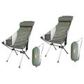 NiceC Ultralight High Back Folding Camping Chair with Headrest Outdoor Backpacking Compact & Heavy Duty Outdoor Camping BBQ Beach Travel Picnic Festival with Carry Bag (2 Pack of Green)