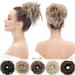 SEGO Messy Bun Hair Piece Synthetic Fake Hair Extensions Wavy Scrunchie Hair Ponytail Hair Extension for Women Black Color