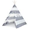 A Mustard Seed Toys Canvas Teepee Tent for Kids Gray and White Stripes 100% Natural Cotton Canvas Fabric