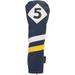 Majek Retro Golf Headcover Blue White and Yellow Vintage Leather Style #5 Fairway Wood Head Cover Classic Look