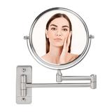 OVENTE 7 Wall Mount Round Makeup Mirror 1X & 10X Magnifier Nickel Brushed MNLFW70BR1X10X