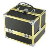 BOLLA Portable Makeup Train Case Black with Gold Frame