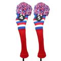 Majek Golf Red White Blue 4 & 5 Hybrid Headcovers Pom Pom Knit Limited Edition Vintage Classic Traditional Flag Retro Head Cover