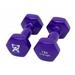 CanDo Vinyl Coated Dumbbells Pair Purple 7 lb 2pc Handheld Weights for Muscle Training and Workouts Color Coded Anti-Roll Home Gym Equipment Beginner and Pro