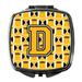 Letter D Football Black Old Gold and White Compact Mirror CJ1080-DSCM