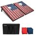 GoSports American Flag Cornhole Set with Wood Plank Design - Includes Two 3 x 2 Boards 8 Bean Bags Carrying Case and Game Rules