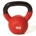 Champion Barbell 15lb Vinyl Coated Kettlebell RED