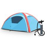 Gymax 3 Person Inflatable Family Tent Camping Waterproof Wind Resistant w/ Bag Pump