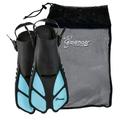 Seavenger Torpedo Swim Fins | Travel Size | Snorkeling Flippers With Mesh Bag For Women Men And Kids (Dodger Blue L/XL)