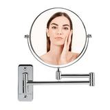OVENTE 7 Wall Mount Makeup Mirror 1X & 7X Magnifier Double Sided Round Reflection Polished Chrome MNLFW70CH1X7X