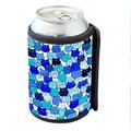 KuzmarK Insulated Drink Can Cooler Hugger - Very Blue Tiny Chubby Kitties Art by Denise Every