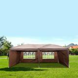 URHOMEPRO 10 x 20 Outdoor Camping Tent Beach Canopy Waterproof Folding Backyard Tent for Parties Heavy Duty Gazebo Tents and Canopies Wedding Canopy Tent with Carrying Bag Dark Coffee Q10083