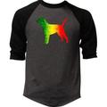 Men s Rasta Dog KT B1355 Charcoal/Black Raglan Baseball T-Shirt X-Large Charcoal/Black