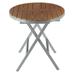 Cortesi Home Avery Aluminum Outdoor Round Folding Table in Poly Resin Teak