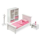 Badger Basket Doll Bedroom Set with Bed Armoire and Nightstand for 18 inch Dolls - White