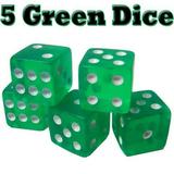 Classic Six-Sided Board Game d6 Pipped Dice 16mm Green 5-pack
