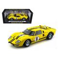 1966 Ford GT-40 MK II #8 Yellow with Black Stripes 1/18 Diecast Model Car by Shelby Collectibles