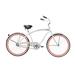 Wonder Wheels 26 In. Beach Cruiser Coaster Brake Single Speed Bicycle Bike Stainless Steel Spokes One Piece Crank Alloy Red Rims 36 H With Fenders - White/ Red Rim
