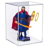 Deluxe Clear Acrylic Figurine Display Case with White Back and Wall Mount for Hot Toy Doll Bobblehead Action Figure or Collectible Toy Figure (A087-WB-VWM)