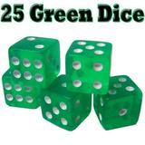 Classic Six-Sided Board Game d6 Pipped Dice 16mm Green 25-pack
