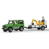 Bruder 02593 Land Rover w/ Trailer Worker and JCB Excavator