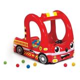 Banzai Rescue Fire Truck Play Center Inflatable Ball Pit Includes 20 Balls Toddlers 18 months and up