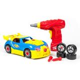 PicassoTiles PTT302 DIY Take-A-Part Racing Car Set With LED & Mini Electric Power Drill Included