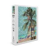 San Diego California Beach and Lifeguard Shack Van Gogh Style (1000 Piece Puzzle Size 19x27 Challenging Jigsaw Puzzle for Adults and Family Made in USA)