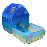 Vokodo Kids Pop Up Tent With Play Pen Area Beach Marine Animal Theme Folding Indoor Outdoor Playhouse Tunnel Pretend Imagination Creative Learning Toy Gift For Preschool Children Boys Girls Toddlers