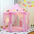 Veryke Princess Tent for Kids Birthday Gift Large Castle Play Tent for Kids Play Tents for Girls Outdoor Indoor Portable Children Play Housefor Child Boys (Pink Including Led Lights)