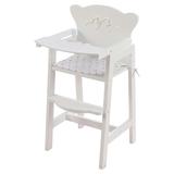 KidKraft Tiffany Bow Scalloped-Edge Wooden Lil Doll High Chair with Seat Pad - White