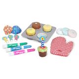 Melissa & Doug Bake and Decorate Wooden Cupcake Play Food Set - FSC Certified