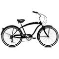 Wonder Wheels 26 In. Beach Cruiser Shimano Tx-35 7 Speed Bicycle Bike V-Brake Stainless Steel Spokes One Piece Crank Alloy Matte Black Rims 36 H With Fender - Matte Black & Black