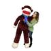 Big Plush Maroon Color 6 Foot Giant Sock Monkey Soft Huge Stuffed Animal Made in USA America