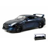Diecast Car w/LED Display Case - Brian s 2009 Nissan GT-R Blue - Jada Toys Fast & Furious 97082 - 1/24 scale Diecast Model Toy Car
