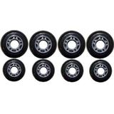 BLACK Inline Skate Wheels HiLo Set 72/80mm 82a OUTDOOR