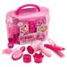QiShi Kids Beauty Salon Set Toys Little Girl Makeup Kit Pretend Play Hair Station with Case Hairdryer Brush Mirror & Styling(17pcs)