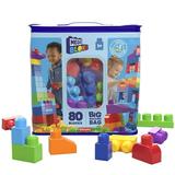 MEGA BLOKS Fisher-Price Big Building Bag Building Blocks for Toddlers With Storage (80 Pieces) Blue Ages 1-5 Years