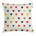 Colorful Throw Pillow Cushion Cover Vintage Tile of Hearts with Distressed Grungy Look Valentine`s Day Love Theme Decorative Square Accent Pillow Case 20 X 20 Inches Multicolor by Ambesonne