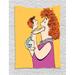 Grandma Tapestry Cartoon Print of Woman Holding Her Newborn Grandchild Family Childhood Theme Nanny Wall Hanging for Bedroom Living Room Dorm Decor 60W X 80L Inches Multicolor by Ambesonne