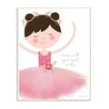 The Kids Room by Stupell Dance Until Your Heart Smiles Brown Haired Ballerina in Pink Tutu Wall Plaque Art