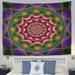 POPCreation India Tapestry Art Colorful Mandala Flower Fabric Tapestry Throw Dorm bedroom Art Home Decor Tapestry Wall Hanging 90x60 inches