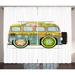 Urban Graffiti Curtains 2 Panels Set Hippie Campervan with Colorful Exterior Painting with Artsy Peace Symbol Window Drapes for Living Room Bedroom 108W X 90L Inches Multicolor by Ambesonne