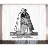 Renaissance Curtains 2 Panels Set Medieval Father and Daughter in Baroque Gothic Dress Classic Times Print Window Drapes for Living Room Bedroom 108W X 90L Inches Black and White by Ambesonne