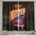 Ambesonne Tiki Bar Kitchen Curtains Neon Sign Design 55 x39 Multicolor