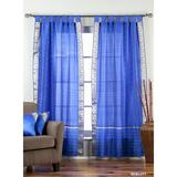 Lined-Enchanting Blue Tab Top Sheer Sari Curtain / Drape -60W x 120L-Piece